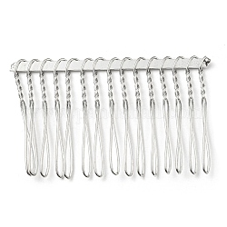 Iron Hair Comb Findings, Platinum, 36~37.5x55~58x3~4.5
mm