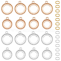 arricraft 16 Pcs Blank Pendants Charms, Brass Pendants Bezel Blank Trays Flat Round Cabochon Open Base with Iron Jump Ring for DIY Craft Jewelry Pendants Making
