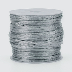 Cordón de satén de nailon con cola de rata, Cadena de cuentas, Para anudar chino, producir joyería, gainsboro, 1mm, alrededor de 32.8 yarda (30 m) / rollo
