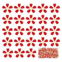 Arricraft 100pcs tapas de abalorios de esmalte de hierro de 5 pétalos, flor, rojo, 30.5x32x2mm, agujero: 2 mm