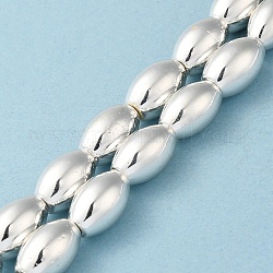 Brins de perles d'hématite magnétiques synthétiques galvanisées, ovale, Plaqué Argent, 13x8.5mm, Trou: 1mm, Environ 32 pcs/chapelet, 16.14'' (41 cm)