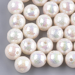 Acrylic Imitation Pearl Beads, AB Color, Round, Seashell Color, 12x11.5mm, Hole: 2mm