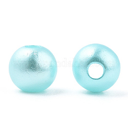 Perlas de imitación de plástico abs pintado con spray, redondo, cian, 6x5.5mm, agujero: 1.8 mm, aproximamente 4540 unidades / 500 g