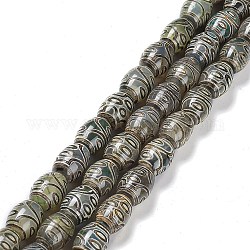 Tibetischen Stil dzi Perlen Stränge, natürliche Achat Perlen, gefärbt und erhitzt, Oval, 7 Auge, 13~14x9.5~10 mm, Bohrung: 1.2 mm, ca. 25 Stk. / Strang, 13.39'' (34 cm)