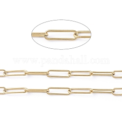 Placage sous vide 304 chaînes trombones en acier inoxydable, chaînes de câble allongées étirées, soudé, avec bobine, or, Liens: 10x3x1 mm, environ 32.8 pied (10 m)/rouleau