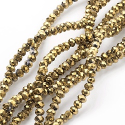 Electroplate Glass Beads Strands, Full Golden Plated, Faceted, Rondelle, Goldenrod, 2.5x2mm, Hole: 1mm, about 190~195pcs/strand, 17.5 inch