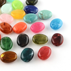 Овальной имитация драгоценных камней акриловые бусины, разноцветные, 19x15x7 мм, отверстие : 2 мм, Около 330 шт / 500 г