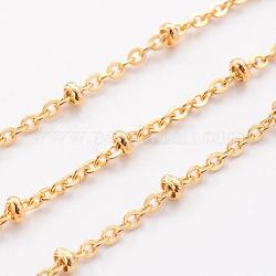 Ion Plating(IP) 304 Stainless Steel Cable Chains, Satellite Chains, Soldered, with Spool, Rondelle Beads, Golden, 2mm, about 32.8 Feet(10m)/roll