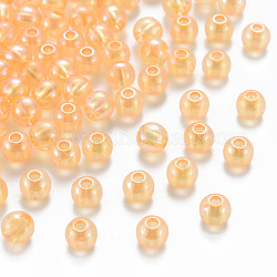 Abalorios de acrílico transparentes, color de ab chapado, redondo, oro, 6x5mm, agujero: 1.8 mm, aproximamente 4400 unidades / 500 g