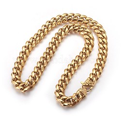 Collares de cadena de bordillo de 201 acero inoxidable, dorado, 24.09 pulgada (61.2 cm), 14mm