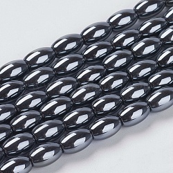 Perles en hématite synthétique sans magnétiques, ovale, noir, 12x6mm, Trou: 1.5mm, Environ 29 pcs/chapelet