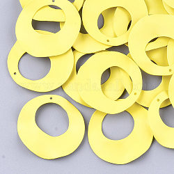 Ciondoli in ferro verniciato a spruzzo, anello, giallo, 33x3mm, Foro: 1 mm