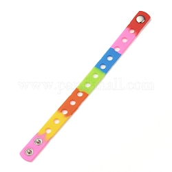 Bracelets unisexes en cordon de silicone, avec les accessoires en fer de platine plaqués, colorées, 8-3/8 pouce (21.3 cm)