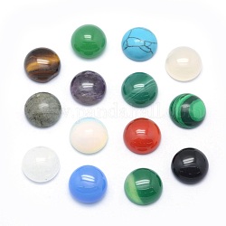 Natural & Synthetic Mixed Gemstone Cabochons, Half Round, 12x5~6mm