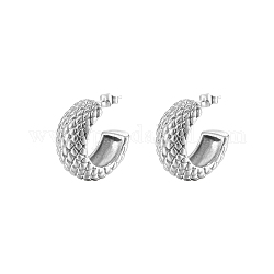 Boucles d'oreilles élégantes en acier inoxydable en forme de C avec grille en diamant pour usage quotidien pour femme