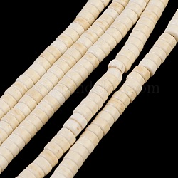 Synthetic Turquoise Beads Strands, Heishi Beads, Dyed, Flat Round/Disc, Creamy White, 4x2mm, Hole: 1mm, about 170pcs/strand, 16 inch