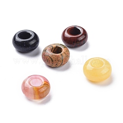 Edelstein Perlen europäischen, gemischte Stein, Rondell, Mischfarbe, 14x7 mm, Bohrung: 5 mm