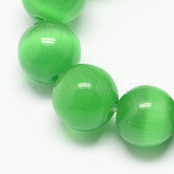 Katzenauge Perlen Stränge, Runde, Meergrün, 8 mm, Bohrung: 1 mm, ca. 50 Stk. / Strang, 14 Zoll