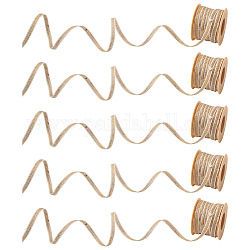 Burlap Ribbon, Hessian Ribbon, Jute Ribbon, for Craft Making, Flat, Tan, 1/4 inch(6.5mm), about 10.94 Yards(10m)/Roll