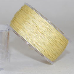 Cuerda de rosca de nylon, para la fabricación de la joya, amarillo vara de oro claro, 0.4mm, alrededor de 196.85 yarda (180 m) / rollo