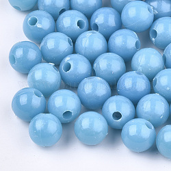 Perline di plastica, tondo, cielo blu profondo, 9.5mm, Foro: 2.5 mm, circa 1100pcs/500g