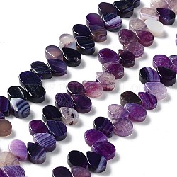 Chapelets de perles d'agate naturelle, teints et chauffée, top foré, larme, violet, 8x5x3mm, Trou: 0.8~1mm, Environ 52~55 pcs/chapelet, 7.48~7.87 pouce (19~20 cm)