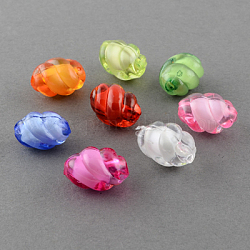 Transparent Acrylic Beads, Bead in Bead, Twist Oval, Mixed Color, 14x9mm, Hole: 2mm