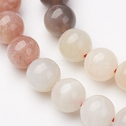 Natürliche Multi-Mondstein-Perlenstränge, Runde, 6 mm, Bohrung: 1 mm, ca. 64 Stk. / Strang, 15.5 Zoll