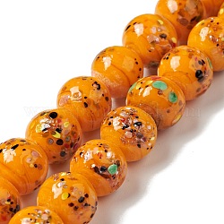 Fatto a mano perle di vetro filo, tondo, arancione, 10x9~10mm, Foro: 1.2 mm, circa 40pcs/filo, 14.76 pollice (37.5 cm)