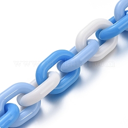 Непрозрачные акриловые кабельные цепи ручной работы, овальные, голубой, ссылка: 19x14x4 mm, около 39.37 дюйма (1 м) на прядь