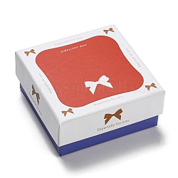 Karton Schmuckschatulle, Schmucketui mit Schleifenmuster für die Verpackung von Ohrringen, Viereck, Tomate, 7.4x7.4 cm, 70x70 mm Innen Durchmesser