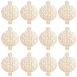 BENECREAT 24Pcs Brass Connector Charms, Nickel Free, Hollow Oval Link, Real 18K Gold Plated, 19.5x17x1mm, Hole: 1.5mm