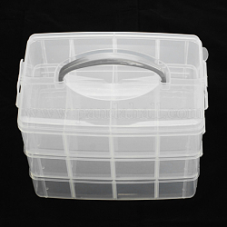 Пластиковые бисера контейнеры, прямоугольные, три слоя, в общей сложности 24 отсеков, прозрачные, 234x153x185 мм, Отсек: 72x56~57x74 мм