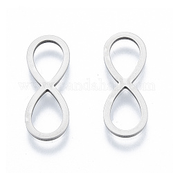 201 Stainless Steel Connector Charms, Infinity, Stainless Steel Color, 21.5x7.5x1mm, Inner Diameter: 5.5x8.5mm