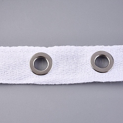 Ruban à chevrons en coton, bande de sergé à œillets, pour les accessoires vestimentaires, blanc, 1 pouce (25 mm), Trou: 8mm
