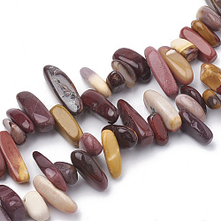 Chapelets de perles en mokaite naturel, puce, 10~30x4~10x1~7mm, Trou: 1mm, Environ 80~85 pcs/chapelet, 15.55 pouce