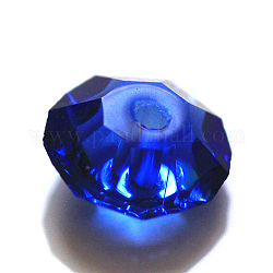 Abalorios de cristal austriaco de imitación, aaa grado, facetados, plano y redondo, azul, 8x4mm, agujero: 0.9~1 mm