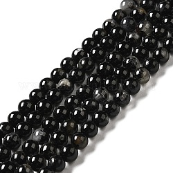 Натуральный черный турмалин бисер нитей, круглые, 4 мм, отверстие : 0.6 мм, около 89 шт / нитка, 14.96'' (38 см)