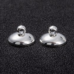 Perle pendenti in ottone con cappuccio, per ciondoli con coperchio a bolle di vetro globo, placcato di lunga durata, placcati argento 925 euro, 10x6mm, Foro: 1.8 mm, diametro interno: 9mm
