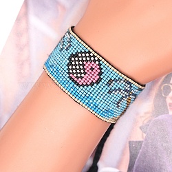 Bracelet en perles de rocaille miyuki tressées, bracelet d'amitié cocotier pour femme, turquoise foncé, 11 pouce (28 cm)