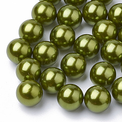 Perles en plastique ABS, perle d'imitation, sans trou, ronde, olive, 6mm