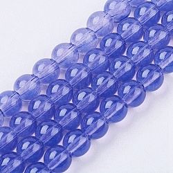 Chapelets de perles en verre peint, imitation opalite, ronde, bleu acier, 8mm, Trou: 1.3~1.6mm, Environ 100 pcs/chapelet, 31.4 pouce