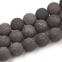 Fili di perle di roccia lavica sintetica, tinto, tondo, caffè, 12mm, Foro: 1 mm, circa 32pcs/filo, 14.96 pollice (38 cm)