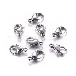 304 Stainless Steel Lobster Claw Clasps, Parrot Trigger Clasps, Manual Polishing, 15x9x4mm, Hole: 2mm