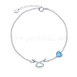 925 стерлингового серебра шарм браслеты, со стеклянным искусственным камнем и кабельными цепочками, созвездий, рак, глубокое синее небо, серебряные