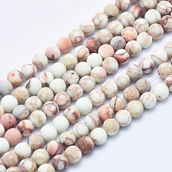 Brins de perles de jaspe impérial naturel, mat, ronde, beige, 6mm, Trou: 0.8mm, Environ 64 pcs/chapelet, 15.7 pouce