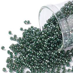 Toho perles de rocaille rondes, Perles de rocaille japonais, (373) couleur intérieure diamant noir / vert dk, 11/0, 2.2mm, Trou: 0.8mm, environ 1110 pcs/10 g