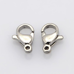 304 Stainless Steel Lobster Claw Clasps, Stainless Steel Color, 12x7x3.5mm, Hole: 1mm