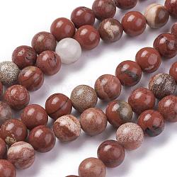 Natürliche rote Jaspis Perlen Stränge, Runde, Klasse ab, rot, 8 mm, Bohrung: 1 mm, ca. 48 Stk. / Strang, 15.1 Zoll