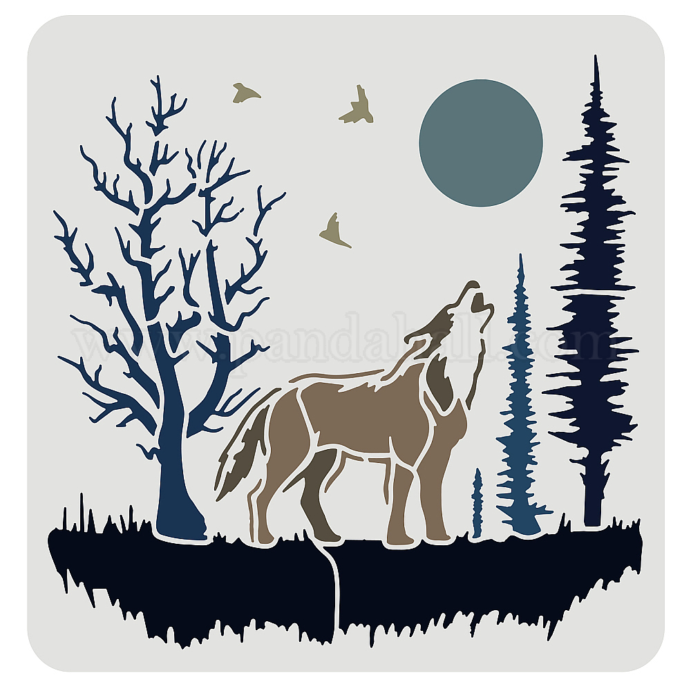 Shop FINGERINSPIRE Wolf Stencil for Painting 30x30cm Plastic Forest ...